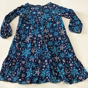 Garnet Hill Kids Blue Snowflake Dress Girls Sz 8 Long Sleeve Swing Winter